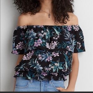 American Eagle Off the Shoulder Floral Top